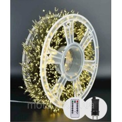 Роса-мишка 100m 2000LED, зеленый провод, реле 8 режимов 31V, пульт ДУ, теплый белый (50)