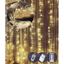 Штора роса-мішура 3m*2m 10 ліній 600led, реле 8 режимів +USB, пульт ДК, теплий білий (50) Штора роса-мішура 3m*2m 10 ліній 600led, реле 8 режимів +USB, пульт ДК, теплий білий (50)