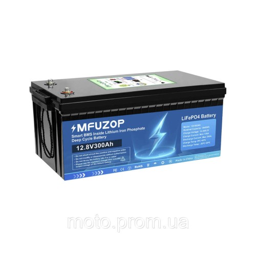 Акумулятор MFUZOP LiFePO4 12,8V-300Ah 3,84 КВт) BMS для ДБЖ