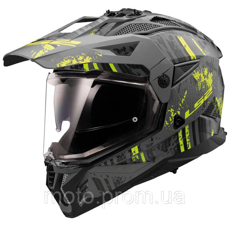 Мотошлем LS2 MX702 Pioneer 2 Crazy Matt Black Yellow 06 S