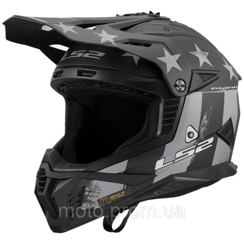 Мотошлем LS2 MX708 Fast 2 Battle Scar Matt Tonal Gray Black M