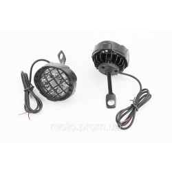 Фара додаткова світлодіодна вологозахисна з решіткою (67*57mm) - 6 LED з кріпленням під дзеркало, к-кт 2шт, ЧОРНИЙ