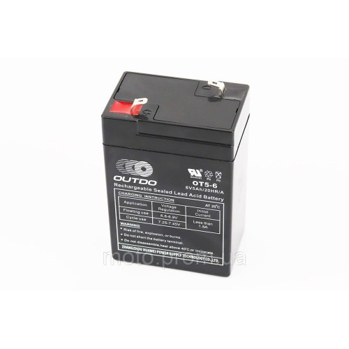 Акумулятор 6V5Ah OT5-6C кислотний (L70*W47*H101mm) для ДБЖ, іграшок та ін.