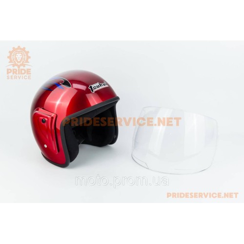 УЦЕНКА Шлем відкритий HK-215, червоний з синім малюнком (дефекти, см. фото)
