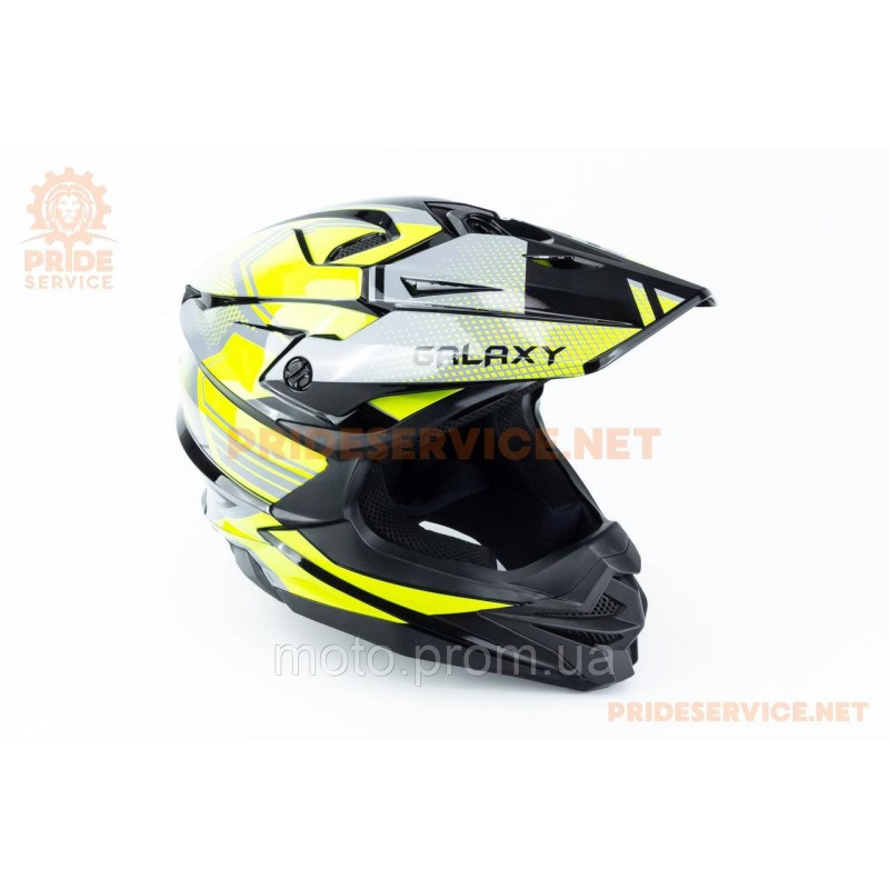 Шолом кросовий (стандарт DOT) GLX-803 L (59-60см), чорно-салатовий
