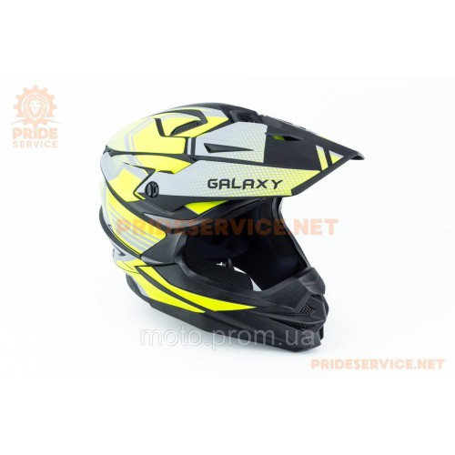 Шолом кросовий (стандарт DOT) GLX-803 M (57-58см), чорно-салатовий мат