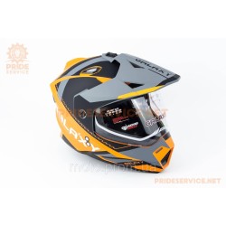 Шлем кроссовый с визором (стандарт DOT), выдвижные очки GLX-802 L (59-60см), чёрно-оранжевый мат Шлем кроссовый с визором (стандарт DOT), выдвижные очки GLX-802 L (59-60см), чёрно-оранжевый мат