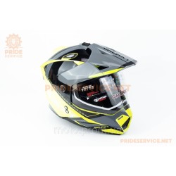 Шлем кроссовый с визором (стандарт DOT), выдвижные очки GLX-802 L (59-60см), чёрно-салатовый Шлем кроссовый с визором (стандарт DOT), выдвижные очки GLX-802 L (59-60см), чёрно-салатовый