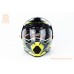 Шлем кроссовый с визором (стандарт DOT), выдвижные очки GLX-802 L (59-60см), чёрно-салатовый