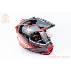 Шлем кроссовый с визором (стандарт DOT), выдвижные очки GLX-802 L (59-60см), чёрно-красный Шлем кроссовый с визором (стандарт DOT), выдвижные очки GLX-802 L (59-60см), чёрно-красный