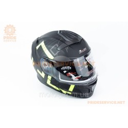 Шлем модуляр с откидным подбородком (стандарт DOT), выдвижные очки GLX-912 S (55-56см), чёрно-салатовый мат Шлем модуляр с откидным подбородком (стандарт DOT), выдвижные очки GLX-912 S (55-56см), чёрно-салатовый мат