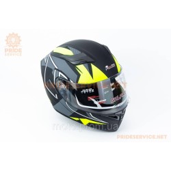 Шлем модуляр с откидным подбородком, выдвижные очки GLX-902 L (59-60см), чёрно-салатовый мат Шлем модуляр с откидным подбородком, выдвижные очки GLX-902 L (59-60см), чёрно-салатовый мат
