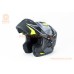 Шлем модуляр с откидным подбородком, выдвижные очки GLX-902 L (59-60см), чёрно-салатовый мат