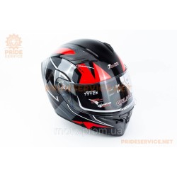 Шлем модуляр с откидным подбородком, выдвижные очки GLX-902 M (57-58см), чёрно-красный Шлем модуляр с откидным подбородком, выдвижные очки GLX-902 M (57-58см), чёрно-красный