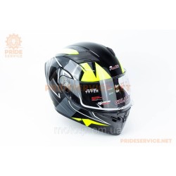 Шлем модуляр с откидным подбородком, выдвижные очки GLX-902 S (55-56см), чёрно-салатовый Шлем модуляр с откидным подбородком, выдвижные очки GLX-902 S (55-56см), чёрно-салатовый