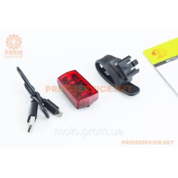 Ліхтар задній 2 діода, Li-ion 3.7V 300mAh зарядка від USB, JY-6115T