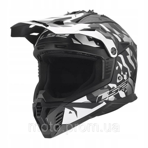 Мотошолом LS2 MX708 Fast 2 GROTESK Black Grey M