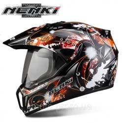 Шлем (мотард) Nenki MX-310, Black Orange (S)