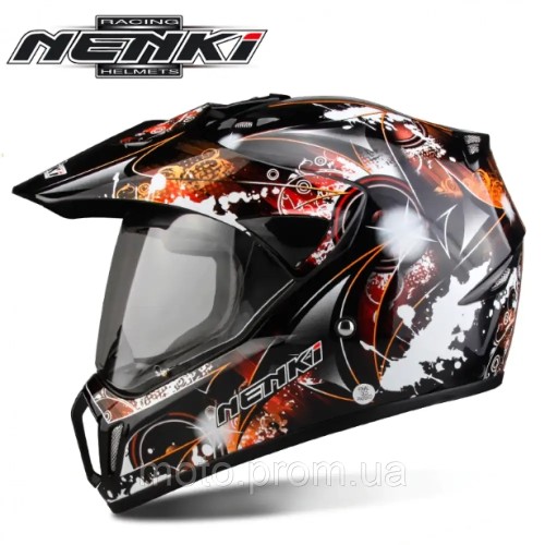 Шлем (мотард) Nenki MX-310, Black Orange (S)