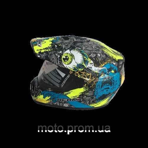 Шлем (мотард) Nenki MX-310, Bright Black Yellow (M)