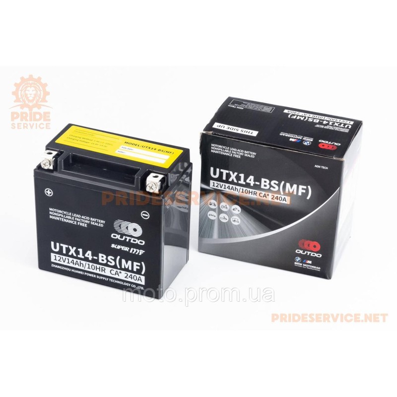 УЦЕНКА Аккумулятор 12V14Аh UTX14-BS(MF) кислотный (L150*W85*H145мм) (вмятина на корпусе, напряжение 12,8V)