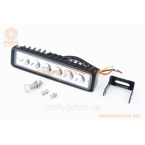 Фара додаткова світлодіодна вологозахисна-6 LED з кріпленням, прямокутна 150x37мм