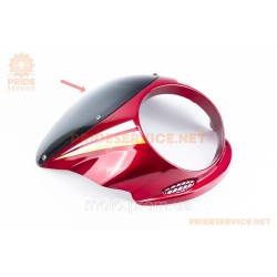 УЦЕНКА CB125-250 (Viper 125J) Пластик-обтікач фари круглий + вітровик, червоний (тріснуте скло)