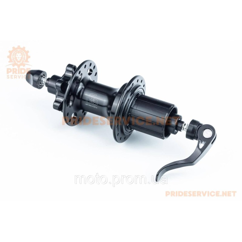 Втулка задня MTB алюмінієва 14Gx32H під касету 8-11зв, Disk-brake, 4 промпідшипники 6001 2RS, кріпл. ексцентрик, чорна U-B25RQR
