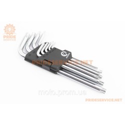 Набор Г-образных ключей удлинённых с отверстием TORX (T10/T15/T20/T25/T27/T30/T40/T45/T50) CrV (HT-0606) Набор Г-образных ключей удлинённых с отверстием TORX (T10/T15/T20/T25/T27/T30/T40/T45/T50) CrV (HT-0606)