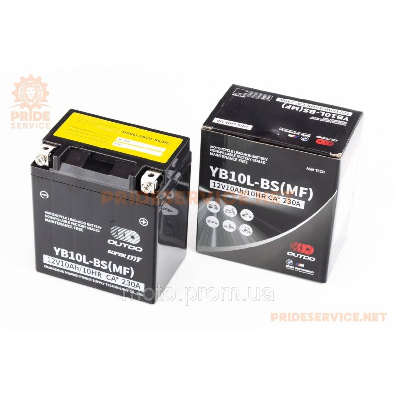 Акумулятор 12V10Аh YB10L-BS(MF) кислотний (L132*W88*H145мм)