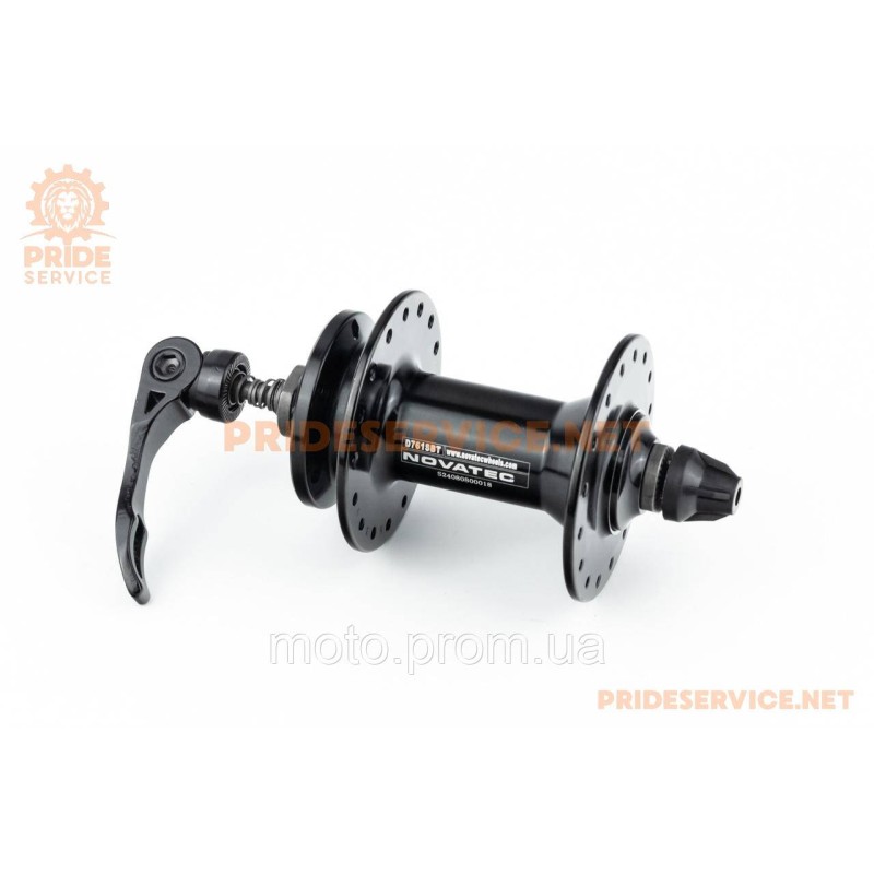 Втулка передня MTB алюмінієва 14Gx32H, Disk-brake, 2 пром-підшипники 6000 2RS, кріпл. ексцентрик, чорна D761SBT