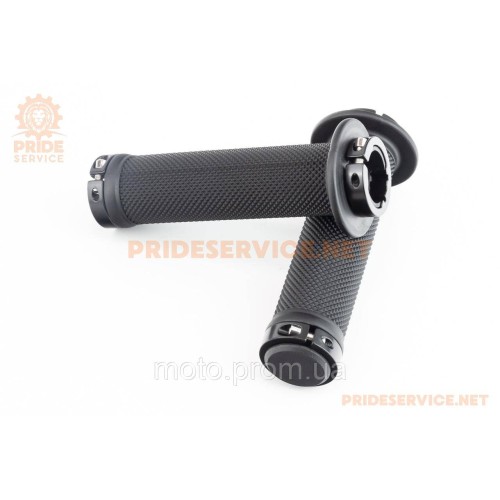 Ручки руля 130мм с зажимом Lock-On с двух сторон, чёрные U-196 (TPE)