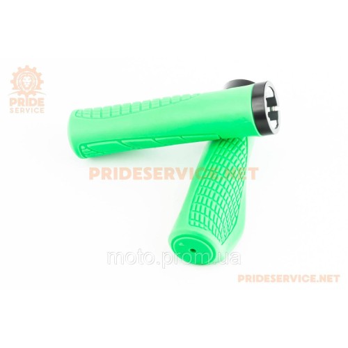Ручки руля 135мм с зажимом Lock-On, эргономичные, зелёно-чёрные U-048A (TPE)