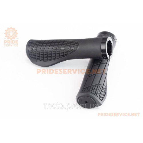 Ручки руля 135мм с зажимом Lock-On, эргономичные, чёрные U-048A (TPE)