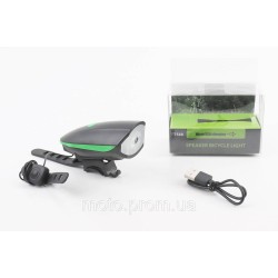 Фонарь передний 1 диод+звонок 4 мелодии, Li-ion 3.7V 1200mAh зарядка от USB, влагозащитный, чёрно-зелёный FY-058/7588 Фонарь передний 1 диод+звонок 4 мелодии, Li-ion 3.7V 1200mAh зарядка от USB, влагозащитный, чёрно-зелёный FY-058/7588