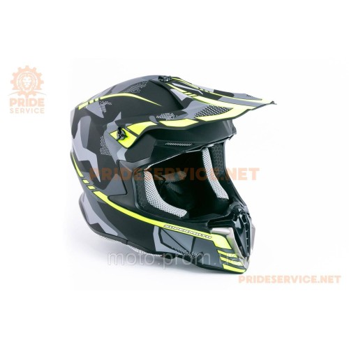 Шолом кросовий (стандарт DOT/ECE) HD-806-4 XL (61см), чорно-салатовий мат