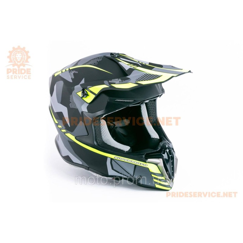 Шолом кросовий (стандарт DOT/ECE) HD-806-4 XL (61см), чорно-салатовий мат