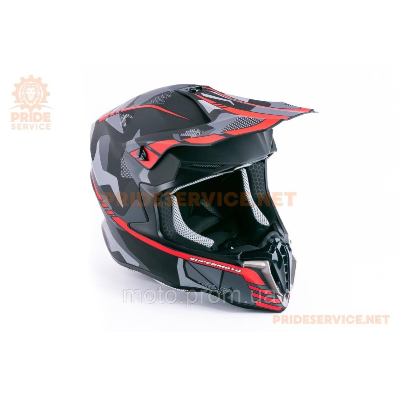 Шолом кросовий (стандарт DOT/ECE) HD-806-5 L (59-60см), чорно-червоний мат
