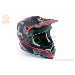 Шолом кросовий (стандарт DOT/ECE) HD-806-5 М (57-58см), чорно-червоний мат