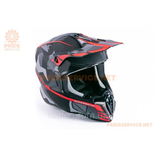 Шолом кросовий (стандарт DOT/ECE) HD-806-5 М (57-58см), чорно-червоний мат