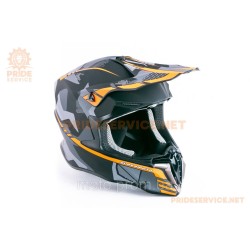 Шолом кросовий (стандарт DOT/ECE) HD-806-7 XL (61см), чорно-помаранчевий мат