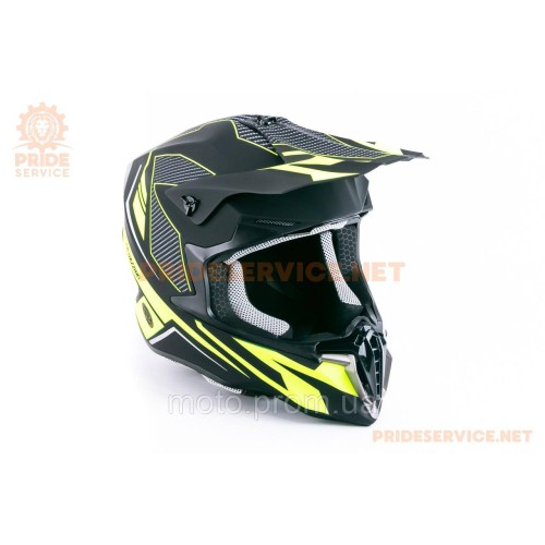 Шолом кросовий (стандарт DOT/ECE) JUNIOR HD-806-10 DAZZING L (53-54см), чорно-салатовий мат