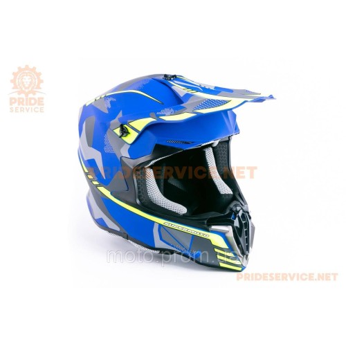 Шолом кросовий (стандарт DOT/ECE) JUNIOR HD-806-9 M (51-52см), синьо-салатовий мат