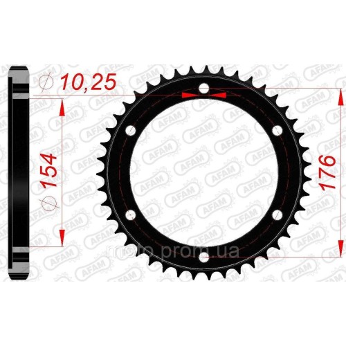 Зірка AFAM 530 Steel Chainwheel - Honda [Black], 43z