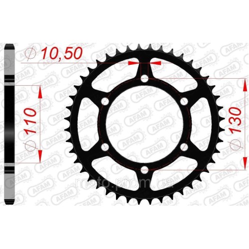 Зірка AFAM 520 Steel Chainwheel - Kawasaki [Black], 43z