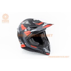 Шолом кросовий JUNIOR HF-116 L (53-54см), чорно-червоний мат Q267-R