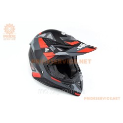 Шолом кросовий JUNIOR HF-116 XL (55-56см), чорно-червоний мат Q267-R