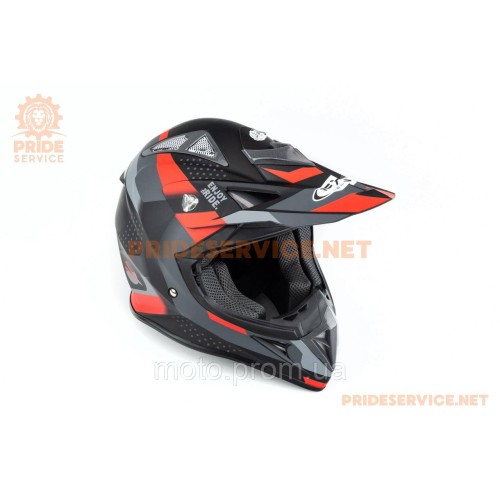 Шолом кросовий JUNIOR HF-116 XL (55-56см), чорно-червоний мат Q267-R