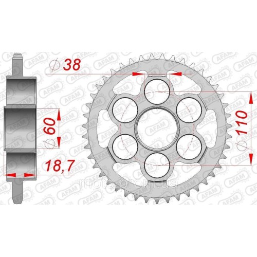 Зірка AFAM 520 Steel Chainwheel - Ducati [Silver], 43z