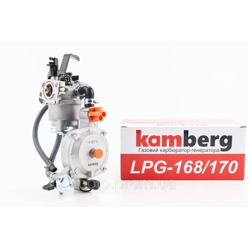 Газовий карбюратор LPG (пропан-бутан) для генераторів 1,6-3кВт (механізм важільний) з перемикачем та краном злива Тип 1